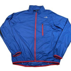 The North Face Men Running Jacket XL Blue Windbreaker Lightweight Packable Zip